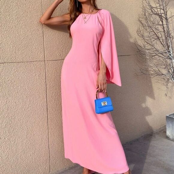ZARA pink cape maxi dress limited edition Sz XL NWT - Picture 3 of 16